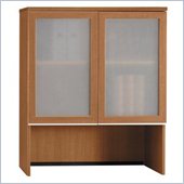 Bush Furniture Milano Golden Anigre Bookcase Hutch with Glass Doors