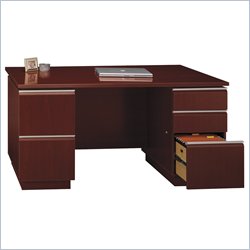 Bush Furniture Milano 60 Double Pedestal Wood Credenza Desk in Harvest Cherry by Bush