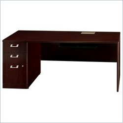 Bush Furniture Quantum 72 Left Wood Credenza with Pedestal in Harvest Cherry
