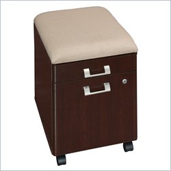 Bush Furniture Quantum 2 Drawer Mobile Wood File Storage Pedestal with Cushion in Harvest Cherry