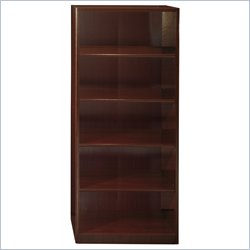 Bush Furniture Quantum 5 Shelf Standard Wood Bookcase in Harvest Cherry