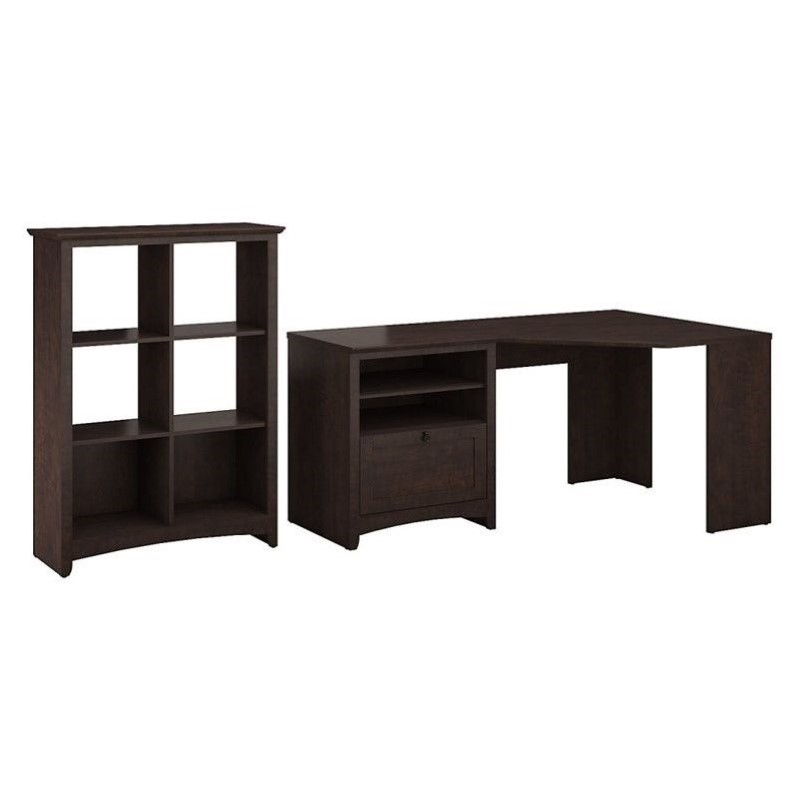 Bush Buena Vista 60 Corner Desk With Bookcase In Madison Cherry 427 99 Bush Office Sets Buv027msc Contemporary And Casual Look With The Furniture Buena Vista Madison Cherry 60 Corner Desk 6cube Storage