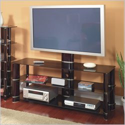 Bush Furniture Segments Wood Plasma TV Stand in Black with Swivel TV Mount