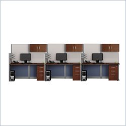Bush Furniture Office-in-an-Hour Straight 3 Desk Workstation with Storage