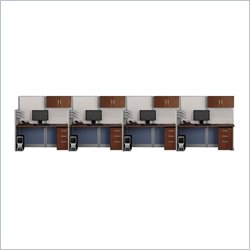 Bush Furniture Office-in-an-Hour Straight 4 Desk Workstation with Storage