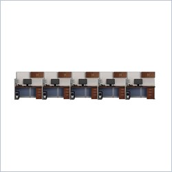 Bush Furniture Office-in-an-Hour Straight 5 Desk Workstation with Storage Cubicle Set