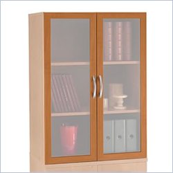 Bush Furniture Universal Glass Door Wall Storage System in Natural Cherry