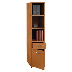 Bush Furniture Universal Wood 3 Shelf Storage Tower in Natural Cherry