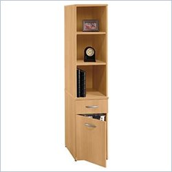 Bush Furniture Universal 1 Drawer Vertical File Storage Tower in Light Oak