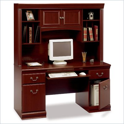 Bush Birmingham Wood Credenza with Hutch in Harvest Cherry