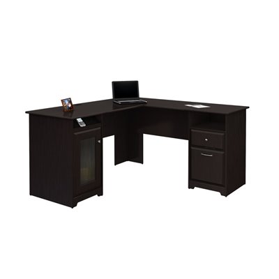Bush Cabot 60" L-Shape Computer Desk in Espresso Oak
