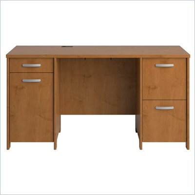 Bush Envoy Double Pedestal Wood Desk in Natural Cherry