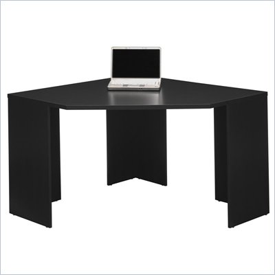 Bush MySpace Stockport Wood Corner Desk in Black