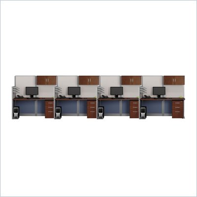 Bush Office-in-an-Hour Straight 4 Desk Workstation with Storage