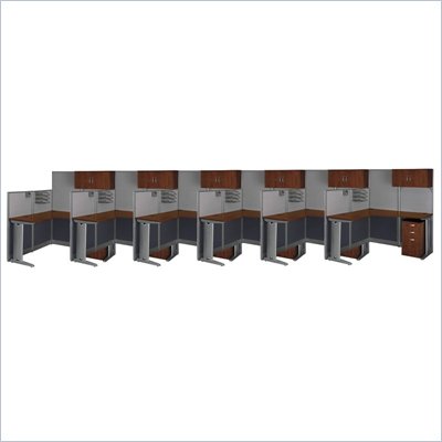 Bush Office-in-an-Hour 6 Desk L Shaped Office Suites Cubicle Set