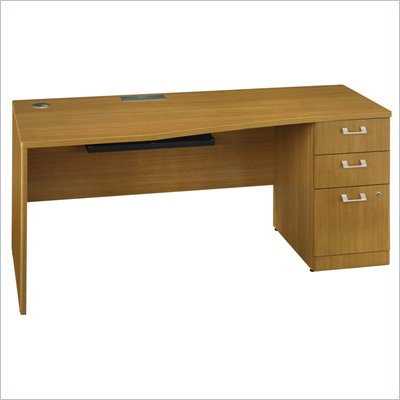 Bush Quantum 72" Wood Desk with Pedestal in Modern Cherry
