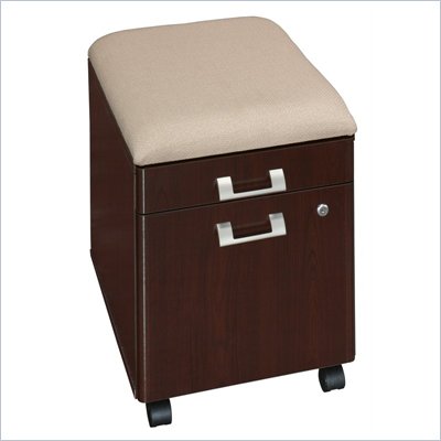 Bush Quantum 2 Drawer Mobile Wood File Storage Pedestal with Cushion in Harvest Cherry