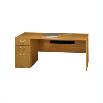 Bush Quantum Modern 72" Left Wood Credenza with Pedestal in Cherry
