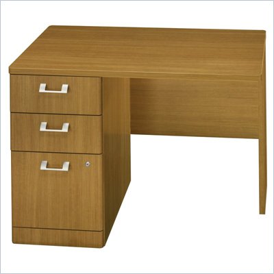 Bush Quantum Modern Cherry 42 Inch Left Return with Pedestal