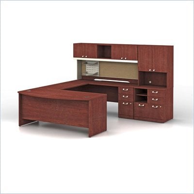 Office Wood Furniture on Furniture Quantum Executive U Shape Wood Office Set In Harvest Cherry