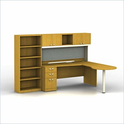 Bush Quantum Right L-Shape Office Suite in Modern Cherry