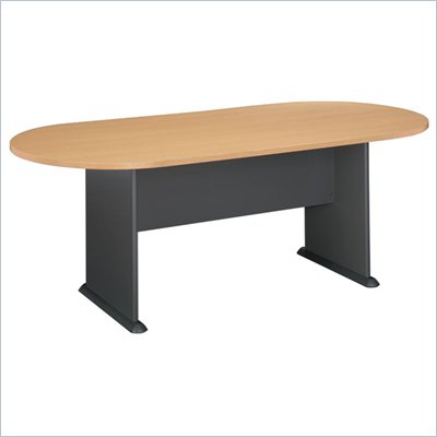 Bush Racetrack 6.9 Conference Table with Slab Base in Savannah Beech