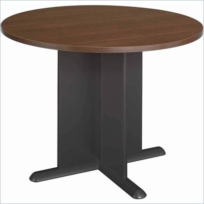 Bush Round 3.4 Conference Table with X-Shaped Base in Sienna Walnut
