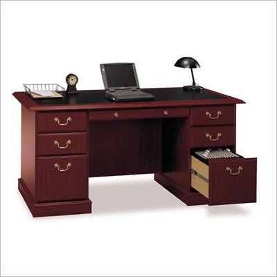 Bush Saratoga Executive Home Office Wood Managers Desk in Cherry