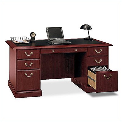 Bush Saratoga Executive Home Office Computer Desk with Bookcase in Cherry