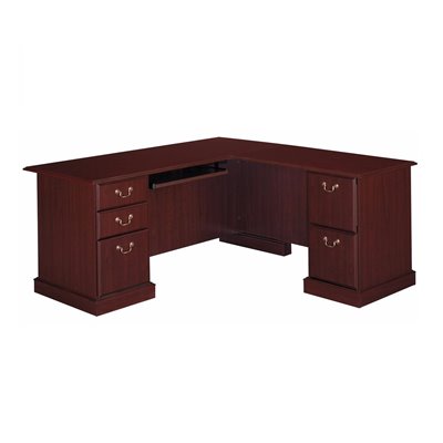 Bush Saratoga L-Shape Wood Executive Desk in Harvest Cherry