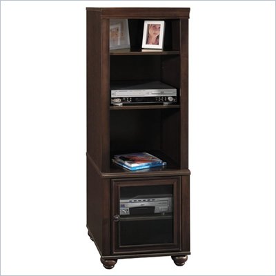 Bush Furnitre Savannah Audio Tower with 2 Shelves and Hinged Glass Door 