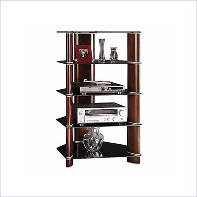 Bush Audio Rack with 4 Glass Fixed Shelves and Back Wire Access