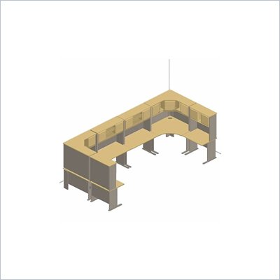 Bush Beech and Grey Advantage Extended U-Shaped Corner Desk with Hutch Office Suite