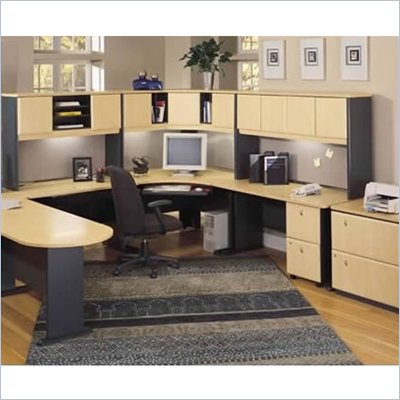 Bush Beech and Grey Advantage U-Shaped Corner Desk Office Suite