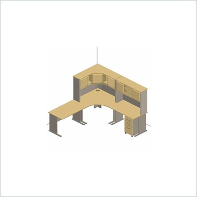 Bush Series A Beech and Grey Advantage Corner Desk