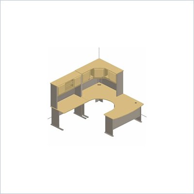 Bush Beech and Grey Advantage Series U-Shaped Corner Cubicle Set