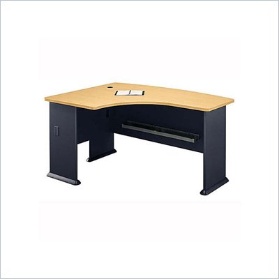 Bush Series A Left L-Shape Bow Front Wood Desk in Beech