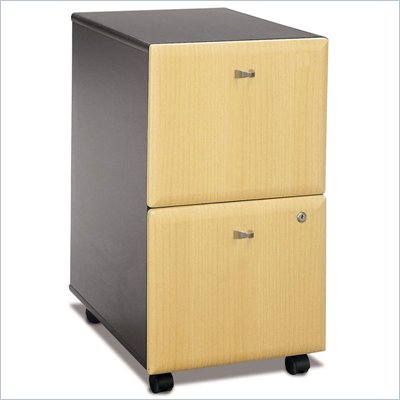 Bush Series A 2 Drawer Vertical Mobile Wood File Cabinet in Beech and Grey
