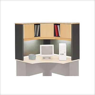 Bush Series A Wood Corner Hutch in Beech and Grey