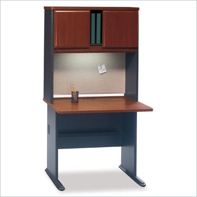 Bush Series A Wood Office Cubicle with Hutch in Hansen Cherry