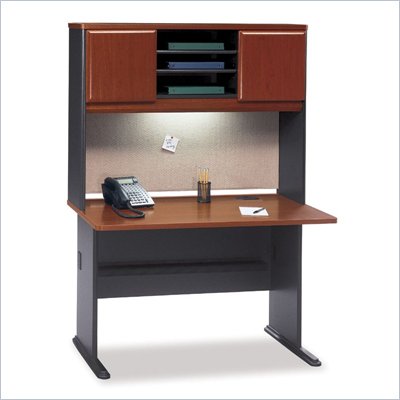 Bush Series A Wood Office Cubicle with Hutch in Hansen Cherry