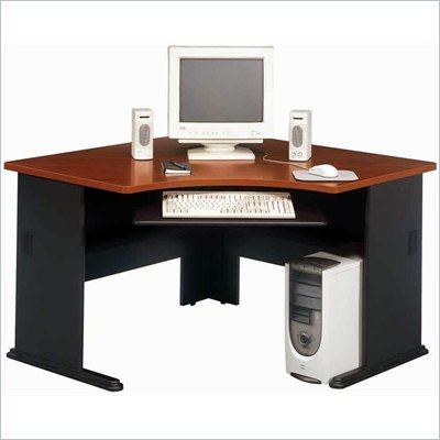Bush Series A Corner Wood Computer Desk in Hansen Cherry