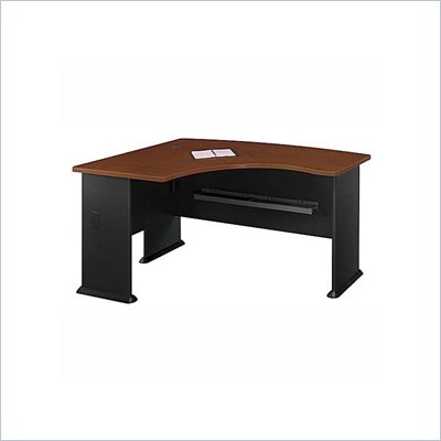 Bush Series A L-Shape Bow Front Wood Desk in Hansen Cherry