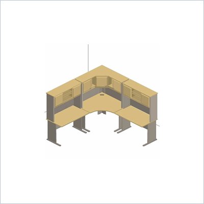 Bush Light Oak Advantage Series Corner Desk with Hutch