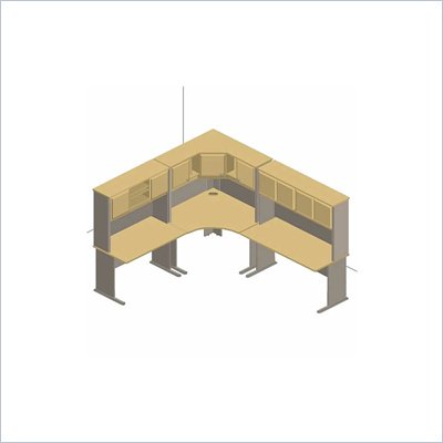 Bush Light Oak Advantage Series Corner Workstation w/ Hutch