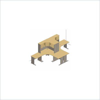 Bush Series A Wood Cubicle Office Set in Light Oak