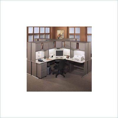 Bush Office Computer Desk Light Oak Advantage Series Cubicle Set