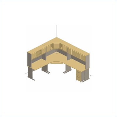 Bush Light Oak Advantage Series L-Shaped Corner Cubicle
