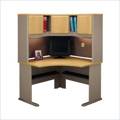 Bush Series A Wood Corner Desk in Light Oak