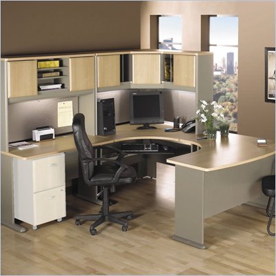 Bush Advantage Series U-Shape Office Suite in Light Oak